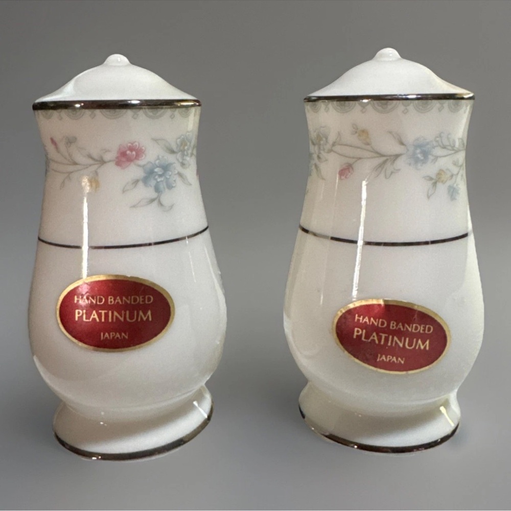 Gorham Salt & Pepper Shakers 2 Piece Set Platinum Banded